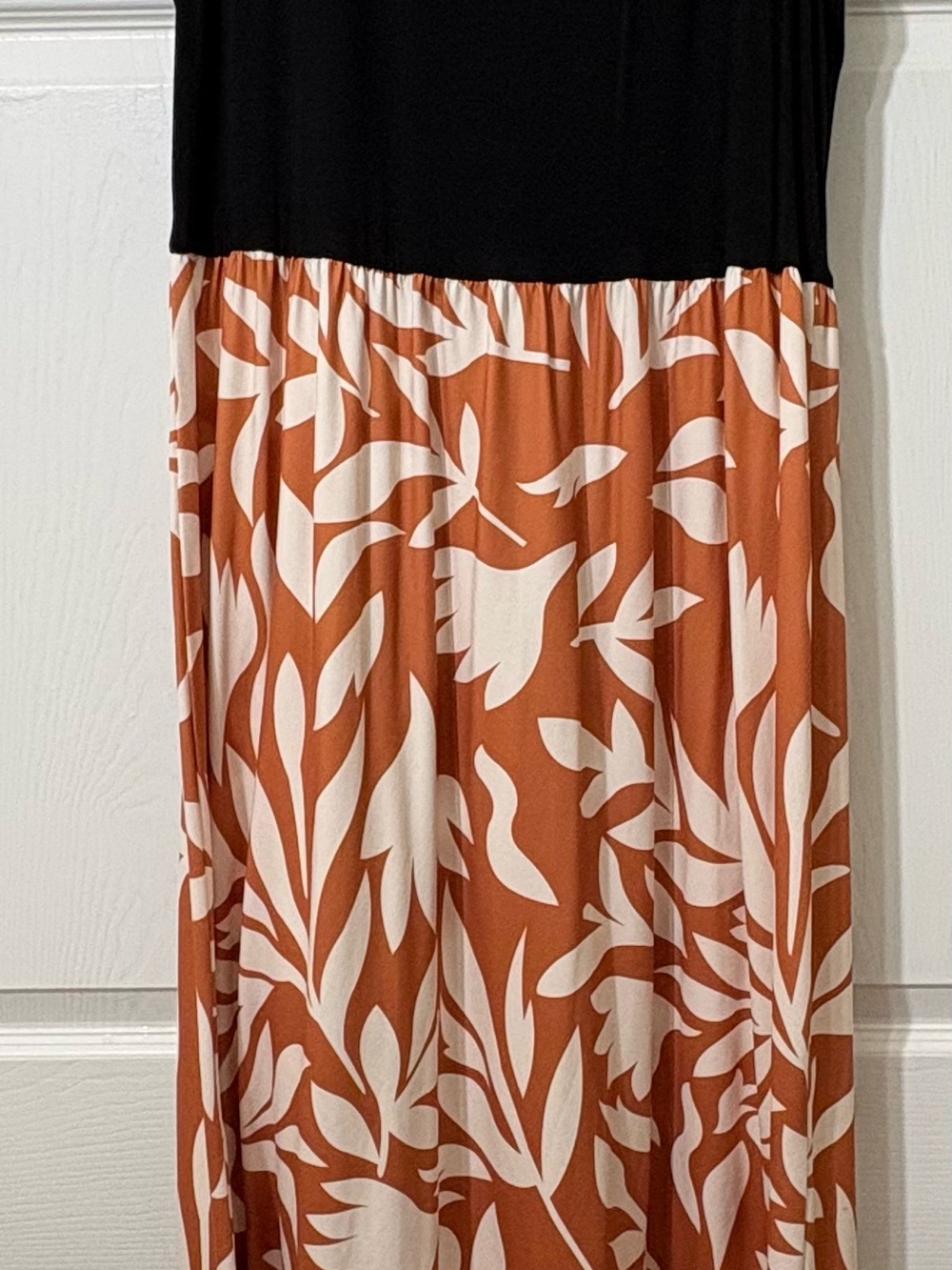 Black & Rust Floral Maxi Dress - Sleeveless Tiered Design